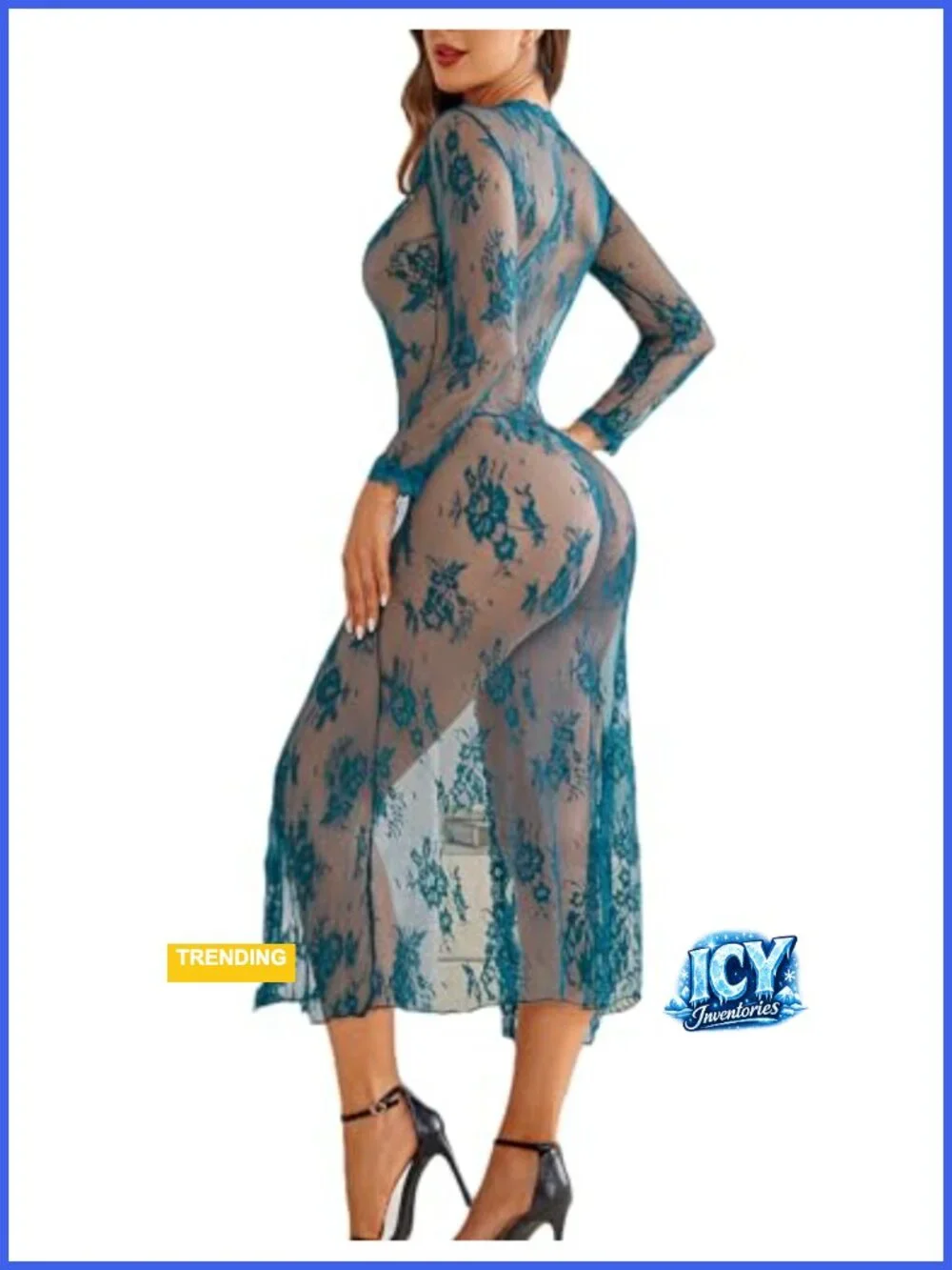Sheer Lace Robe for Women Sexy Mesh Bridal Lingerie Coverup Long Sleeve